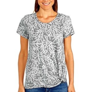 NWT New Fresh Produce Shadow Gray Grey Coral Clusters Noa Top M or L MSRP $55